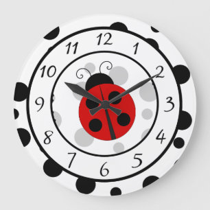 Niedlich Red Ladybug Clock Große Wanduhr