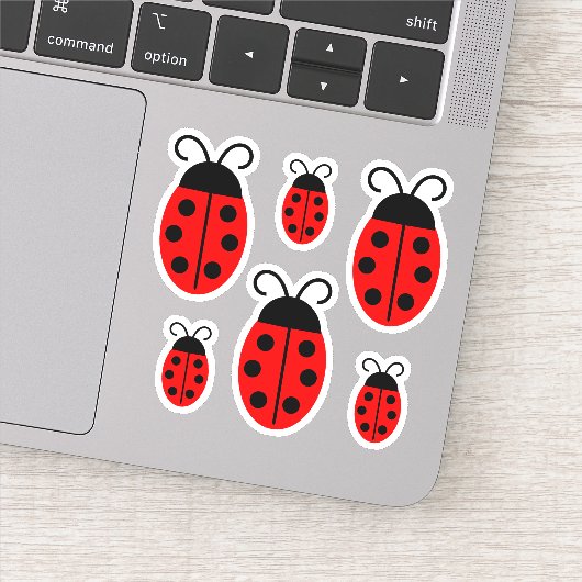 Niedlich Red Ladybug Custom Cut Vinyl Stickers Aufkleber (Detail)