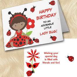 Niedlich Red Ladybug Girl Geburtstag Karte