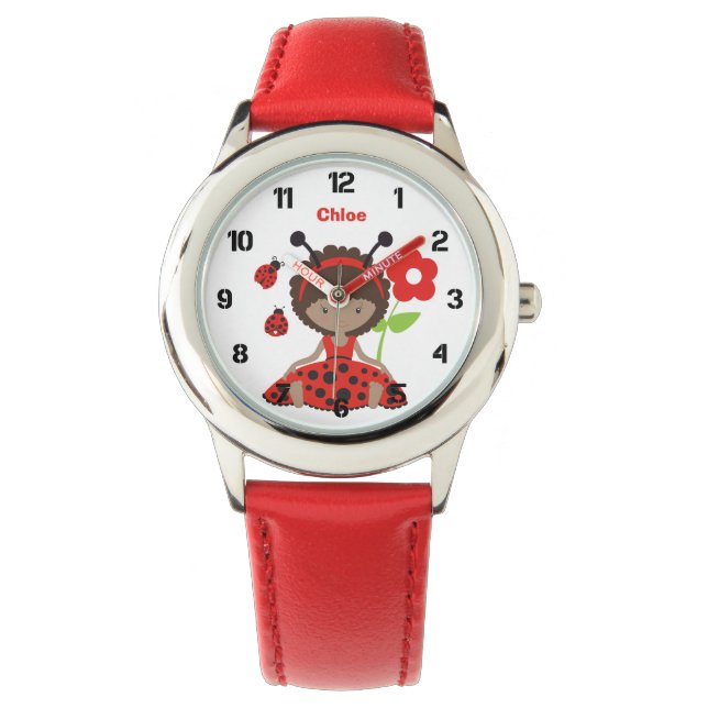 Niedlich Red Ladybug Girl Kids Armbanduhr (Vorderseite)