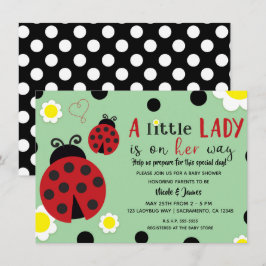 Niedlich Red Ladybug Green Blume Girls Baby Showro Einladung