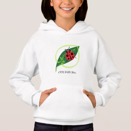 Niedlich Red Ladybug Green Liebe Leaf Mädchen Hoodie (Vorderseite)