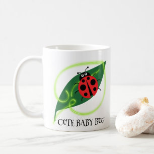 Niedlich Red Ladybug Green Liebe Leaf Mädchen Kaffeetasse