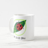 Niedlich Red Ladybug Green Liebe Leaf Mädchen Kaffeetasse (Vorderseite Links)