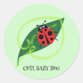 Niedlich Red Ladybug Green Liebe Leaf Mädchen Runder Aufkleber (Vorderseite)