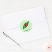 Niedlich Red Ladybug Green Liebe Leaf Mädchen Runder Aufkleber (Umschlag)