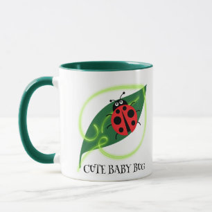 Niedlich Red Ladybug Green Liebe Leaf Mädchen Tasse