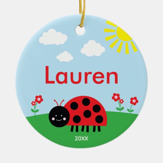 Niedlich Red Ladybug Keramik Ornament (Vorne)