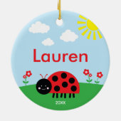 Niedlich Red Ladybug Keramik Ornament (Hinten)