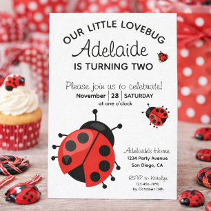 Niedlich Red Ladybug Little Lovebug 2. Geburtstag  Einladung