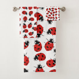 Niedlich Red Ladybug Pattern Badhandtuch Set