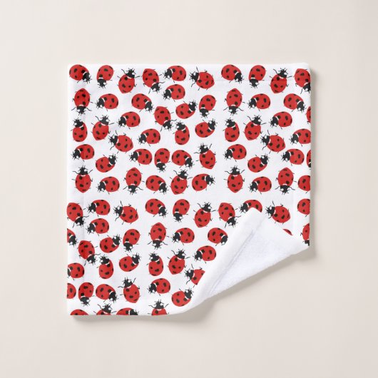 Niedlich Red Ladybug Pattern Badhandtuch Set (Waschlappen)