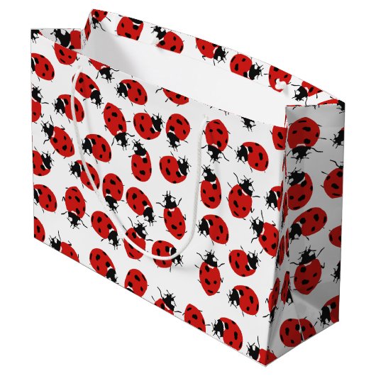 Niedlich Red Ladybug Pattern Große Geschenktüte (Rückseite Schrägansicht)