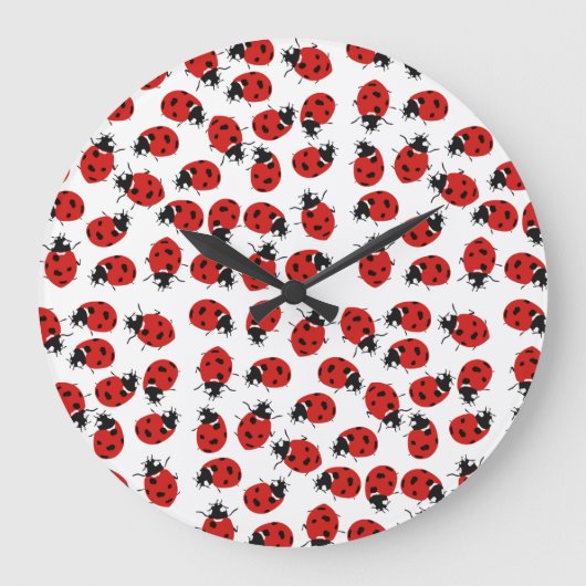 Niedlich Red Ladybug Pattern Große Wanduhr (Vorderseite)