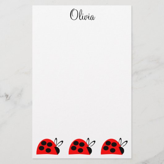 Niedlich Red Ladybug Personalisiert Briefpapier (Vorderseite)