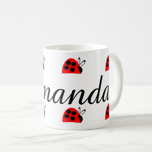 Niedlich Red Ladybug Personalisiert Kaffeetasse (VorderseiteRechts)