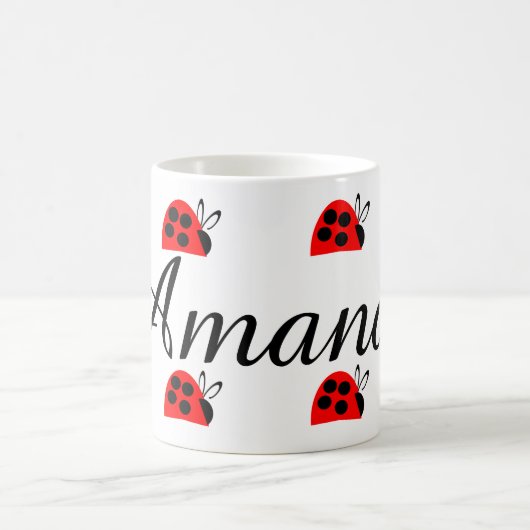 Niedlich Red Ladybug Personalisiert Kaffeetasse (Mittel)