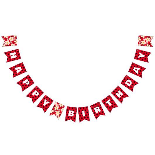 Niedlich Red Ladybug Polka dot Daisy Blume Geburts Wimpelkette (Alle)