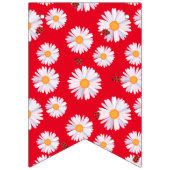 Niedlich Red Ladybug Polka dot Daisy Blume Geburts Wimpelkette (Erste Fahne)