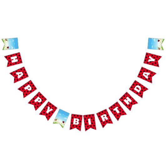 Niedlich Red Ladybug Polka dot Daisy Blume Geburts Wimpelkette (Alle)