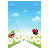 Niedlich Red Ladybug Polka dot Daisy Blume Geburts Wimpelkette (Erste Fahne)