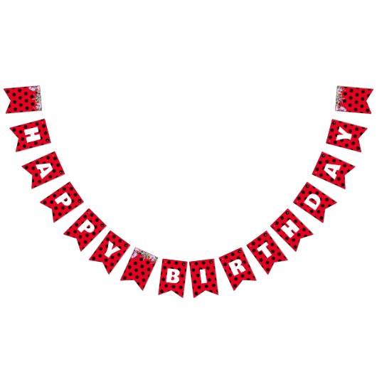 Niedlich Red Ladybug Polka dot floral Blume Geburt Wimpelkette (Alle)