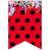Niedlich Red Ladybug Polka dot floral Blume Geburt Wimpelkette (Erste Fahne)