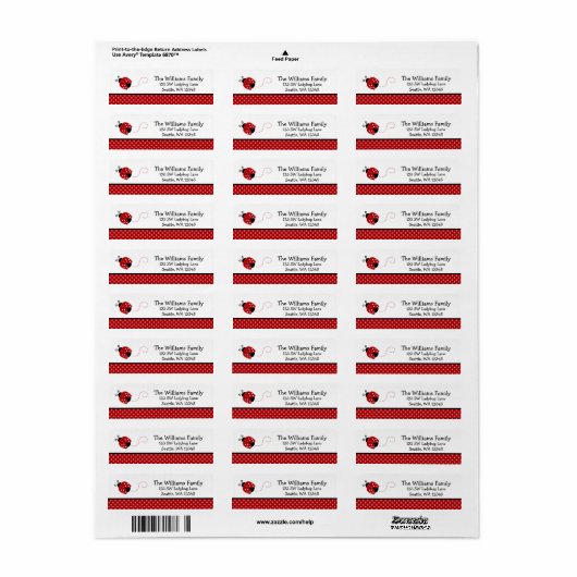 Niedlich Red Ladybug Polka Dot Rücksendeadresse (Vorne)