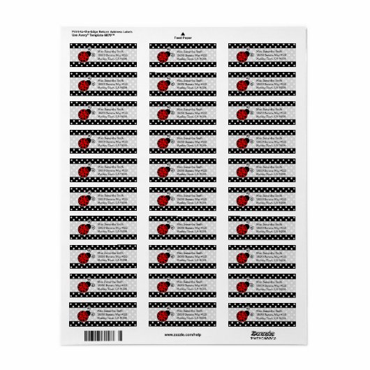Niedlich Red Ladybug Polka Dot Rücksendeadressen-A (Vorne)