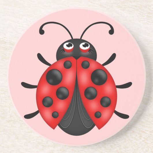 Niedlich Red Ladybug Sandstone Drink Untersetzer (Vorne)