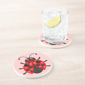 Niedlich Red Ladybug Sandstone Drink Untersetzer (Seite)