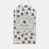 Niedlich Red Ladybug & Turquoise Gingham Pattern K Geschenkanhänger (Vorderseite)