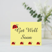 Niedlich Red Ladybug wird bald gut Postkarte (Stehend Vorderseite)