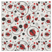 Niedlich Red Ladybugs Polka Dots Wirbel Muster Stoff (Nahaufnahme)