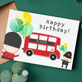 Niedlich Red London Bus Theme Kindergeburtstag Car Dankeskarte