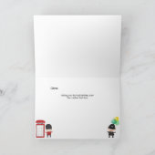 Niedlich Red London Bus Theme Kindergeburtstag Car Dankeskarte (Innenseite)