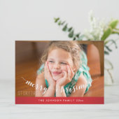 Niedlich Red Merry Christmas Card Feiertagskarte (Stehend Vorderseite)