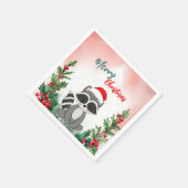 Niedlich Red Merry Christmas Raccoon Weihnachten W Serviette (Ecke)