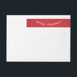 Niedlich Red Merry Christmas Wraparound Address La<br><div class="desc">Niedliche Rot-Weiß-Weihnachtsverpackung Rücksendeadressen-Aufkleber mit verändertem Text</div>