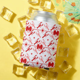 Niedlich Red Monogram & Lobster Season Nautic Dosenkühler