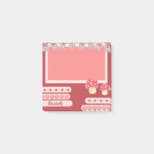 Niedlich Red Mushroom Personalisiert Custom Post-it Klebezettel (Vorderseite)