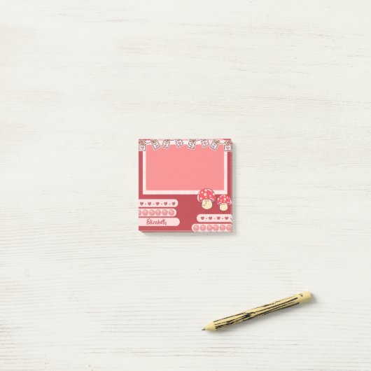 Niedlich Red Mushroom Personalisiert Custom Post-it Klebezettel (Auf Schreibtisch)