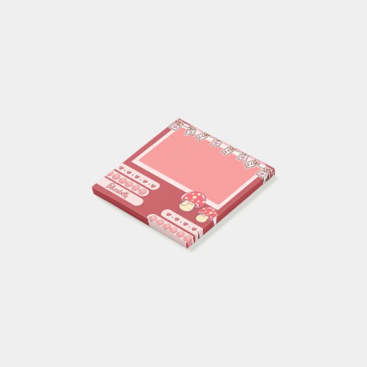 Niedlich Red Mushroom Personalisiert Custom Post-it Klebezettel (angewinkelt)