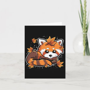 Niedlich Red Panda Anima Herbstlaube Herbstsaison Karte