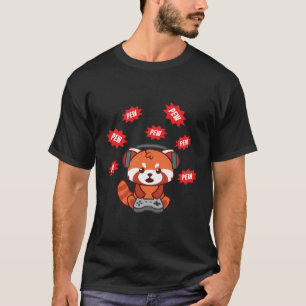 Niedlich Red Panda Gamer Funny Video Gaming Gesche T-Shirt