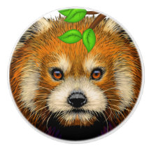 Niedlich Red Panda Keramik Knobs
