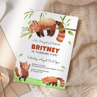 Niedlich Red Panda Kindergeburtstag Party Einladun Einladung