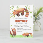 Niedlich Red Panda Kindergeburtstag Party Einladun Einladung (Stehend Vorderseite)