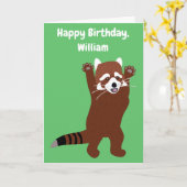 Niedlich Red Panda Personalisierter Brauch Geburts Karte (Gelbe Blume)