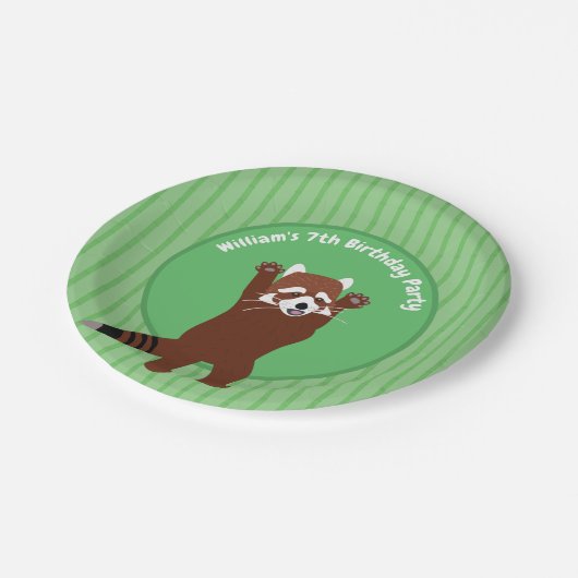 Niedlich Red Panda Personalisierter Brauch Geburts Pappteller (Schrägansicht)